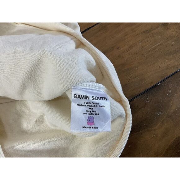 Gavin South Gilf Gavin Cream Cat Hooded Sweatshirt Thick Cotton Size XL - Picture 8 of 9